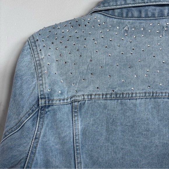 REBECCA MINKOFF Light Blue Denim Jacket with Studded Details •NEW• size S - Picture 3 of 4